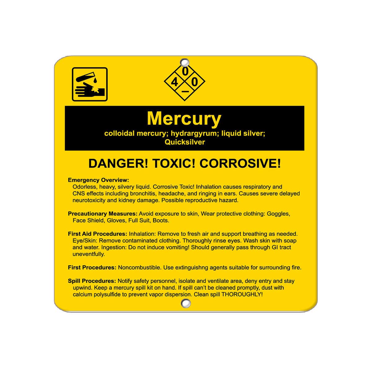 A mercury warning symbol.