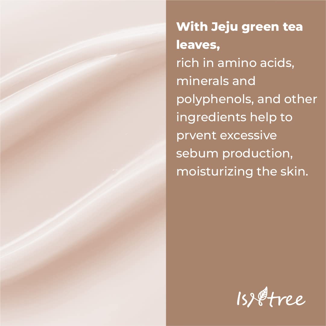 Green tea leaves and other skincare ingredients