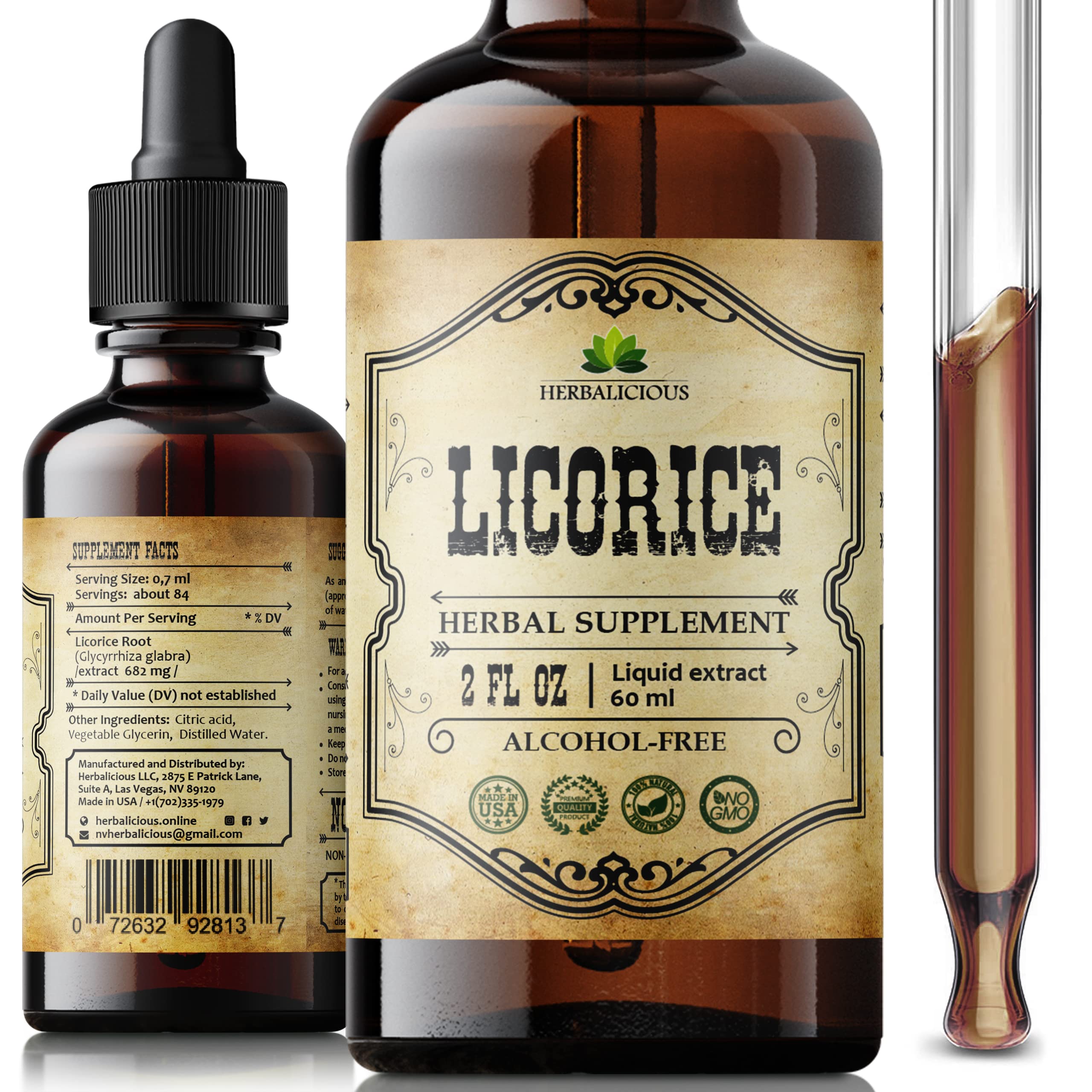 Licorice root extract bottle.