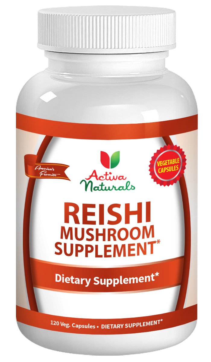 Reishi mushroom supplement bottle